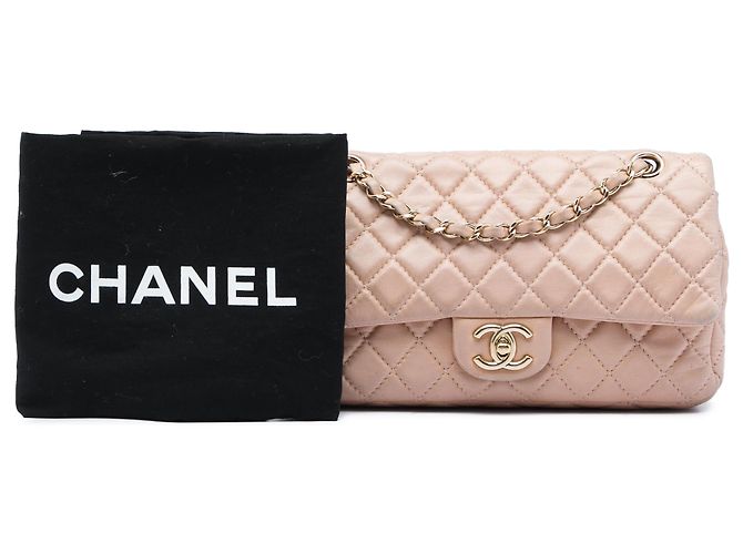 Chanel Brown Medium Classic Lambskin Double Flap Marrone Carne - vista 6