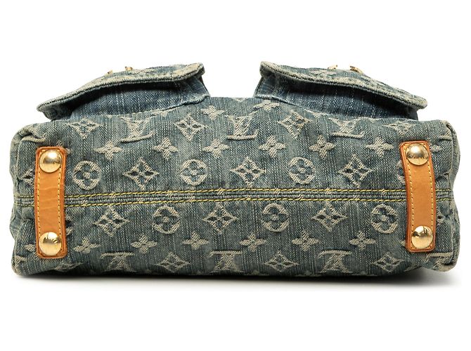 Borsa Louis Vuitton Blue Monogram Denim Baggy PM - vista 3