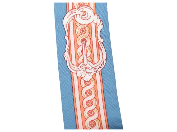 Foulard in seta Hermès Blue Bride de Cour Twilly - vista 4