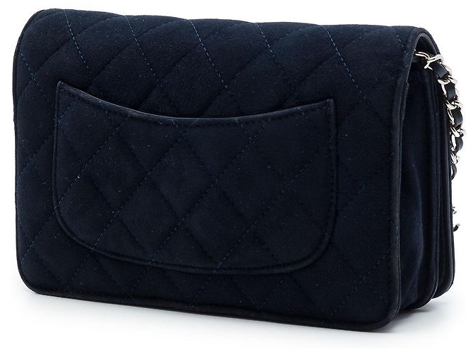 Wallet On Chain Portafoglio con Catena Chanel Blue Quilted Suede Cocostellar Blu navy - vista 2