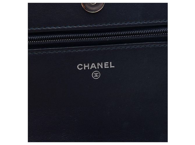 Wallet On Chain Portafoglio con Catena Chanel Blue Quilted Suede Cocostellar Blu navy - vista 5
