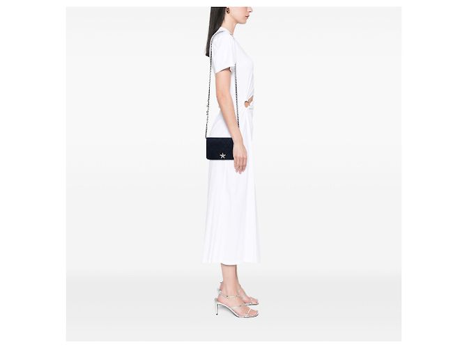 Wallet On Chain Portafoglio con Catena Chanel Blue Quilted Suede Cocostellar Blu navy - vista 6