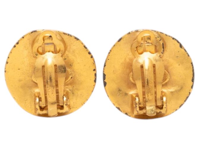 Orecchini Chanel Gold CC tondi placcati oro con clip D'oro - vista 2