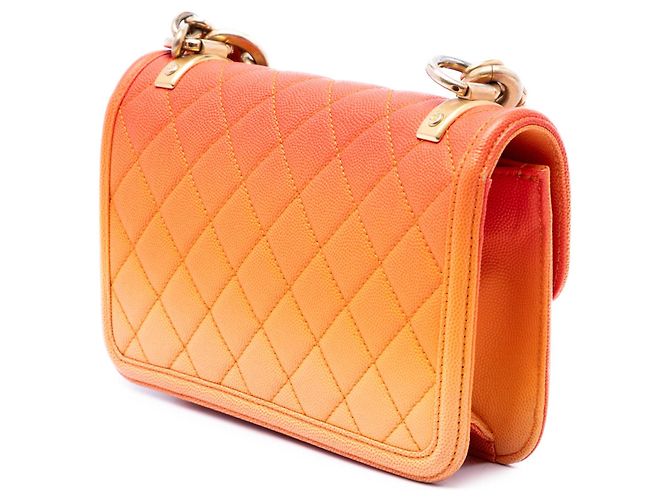 Chanel Orange Small Quilted Caviar Sunset On The Sea Flap Arancione - vista 2