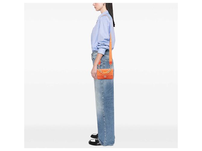 Chanel Orange Small Quilted Caviar Sunset On The Sea Flap Arancione - vista 6