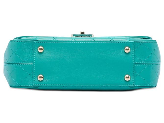 Chanel Blue Medium Stitched Calfskin Covered CC Flap Turchese - vista 3