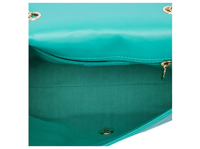 Chanel Blue Medium Stitched Calfskin Covered CC Flap Turchese - vista 4