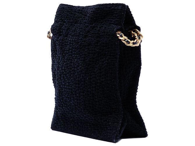Bolso tote de compras Chanel Black CC de tweed de algodón con cordón ajustable Negro - vista 2