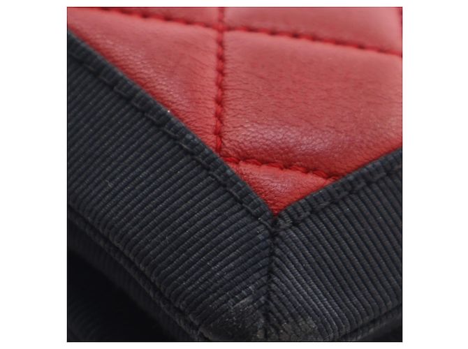 Chanel Rot Medium CC Bicolor gestepptes Lammleder Grosgrain Single Flap - Ansicht 11