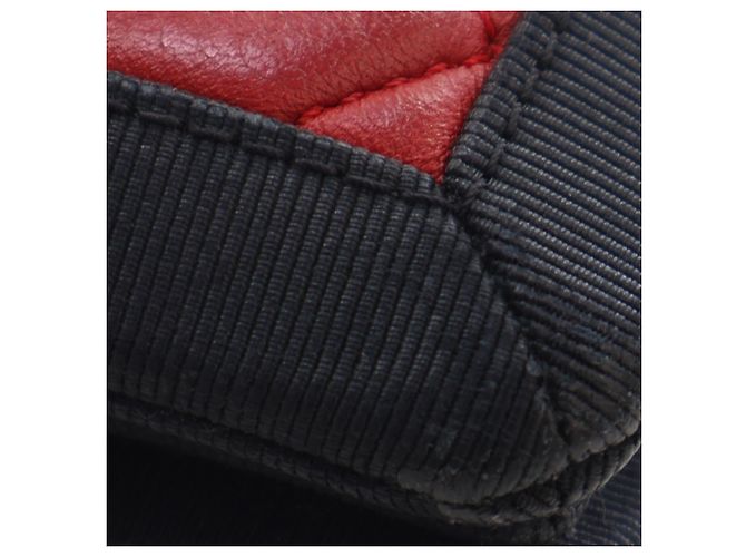 Chanel Rot Medium CC Bicolor gestepptes Lammleder Grosgrain Single Flap - Ansicht 12