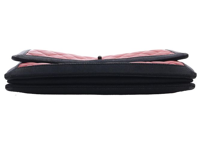 Chanel Rot Medium CC Bicolor gestepptes Lammleder Grosgrain Single Flap - Ansicht 5