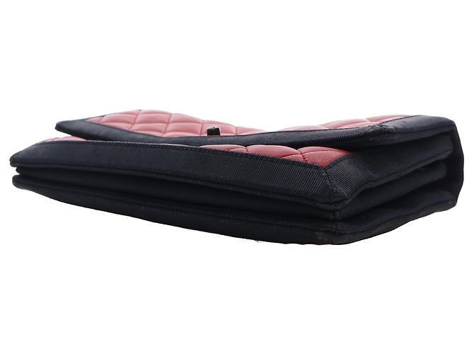 Chanel Rot Medium CC Bicolor gestepptes Lammleder Grosgrain Single Flap - Ansicht 6
