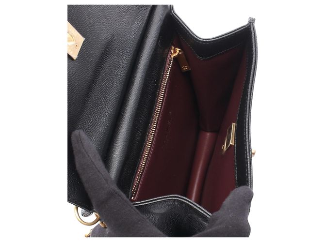 Zaino Chanel Black CC Caviar Square Chain Nero - vista 3