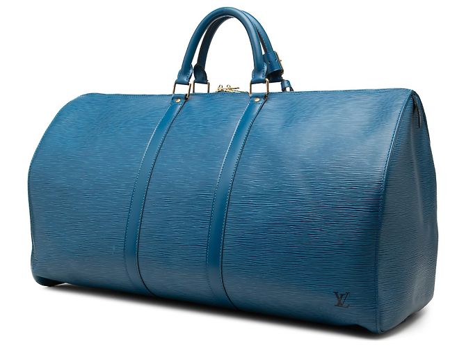 Louis Vuitton Keepall 55 in pelle Epi blu - vista 2