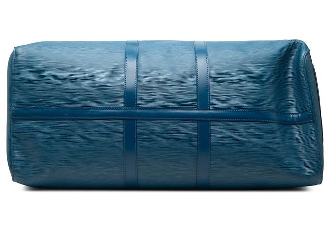 Louis Vuitton Keepall 55 in pelle Epi blu - vista 3