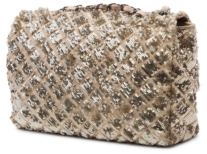 Chanel Beige CC gestepptes Satin mit Paillettenbesatz - Ansicht 2
