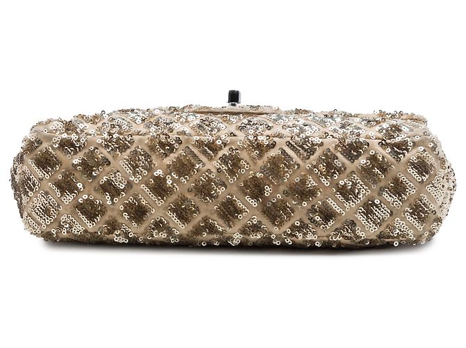 Chanel Beige CC gestepptes Satin mit Paillettenbesatz - Ansicht 3