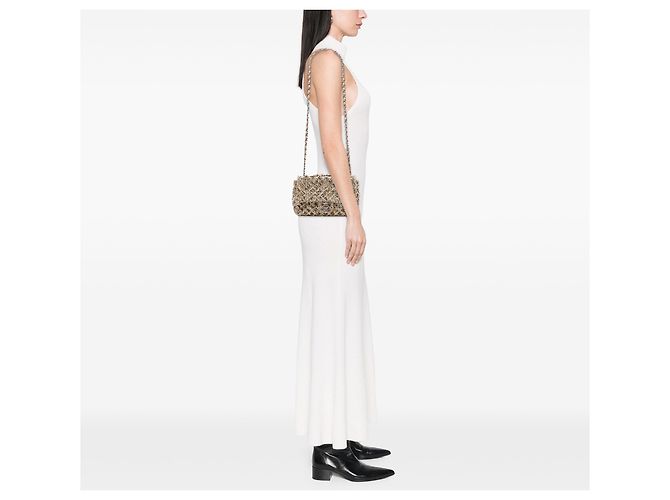 Chanel Beige CC gestepptes Satin mit Paillettenbesatz - Ansicht 6