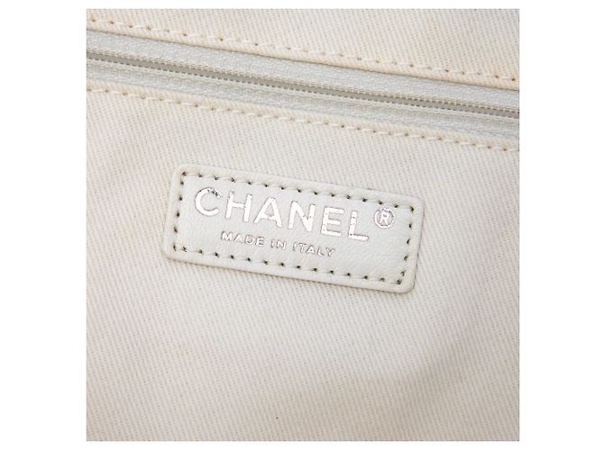 Borsa Tote Chanel Blue CC Striped Canvas Shopper - vista 5