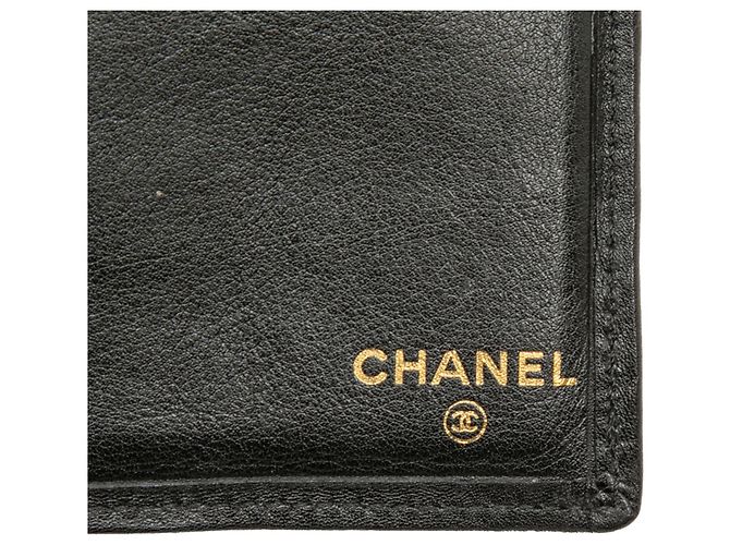 Chanel Doppelstich Bifold Kartenetui aus schwarzem gestepptem Lammleder - Ansicht 5