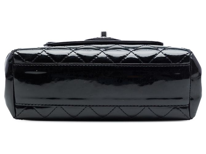 Chanel Black Small CC Quilted Patent Accordion Double Flap Nero - vista 3