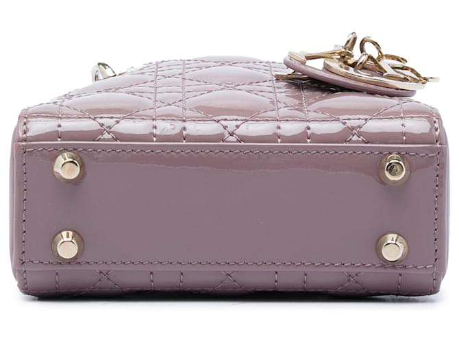 Dior Pink Micro Patent Cannage Lady Dior Golden - view 3