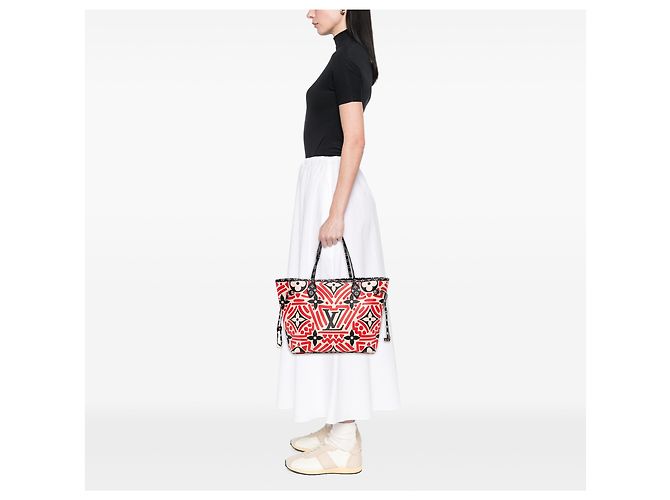 Louis Vuitton Red Monogram Giant Crafty Neverfull MM Rosso - vista 6