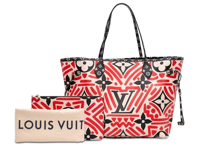 Louis Vuitton Red Monogram Giant Crafty Neverfull MM Rosso - vista 7