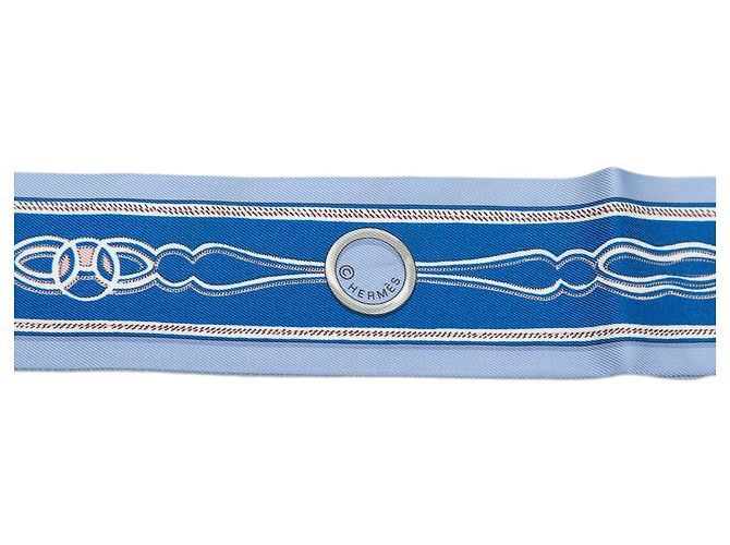 Hermès Blue Maillons Seidentuch Twilly Blau - Ansicht 2