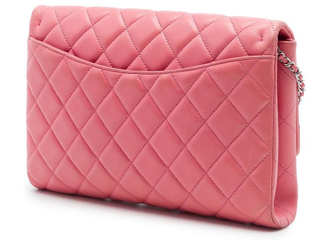 Chanel Pink CC gestepptes Lammleder Flap Clutch mit Kette - Ansicht 2