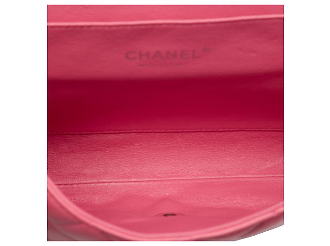 Chanel Pink CC gestepptes Lammleder Flap Clutch mit Kette - Ansicht 4