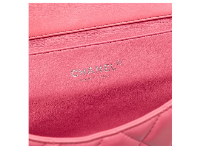 Chanel Pink CC gestepptes Lammleder Flap Clutch mit Kette - Ansicht 5