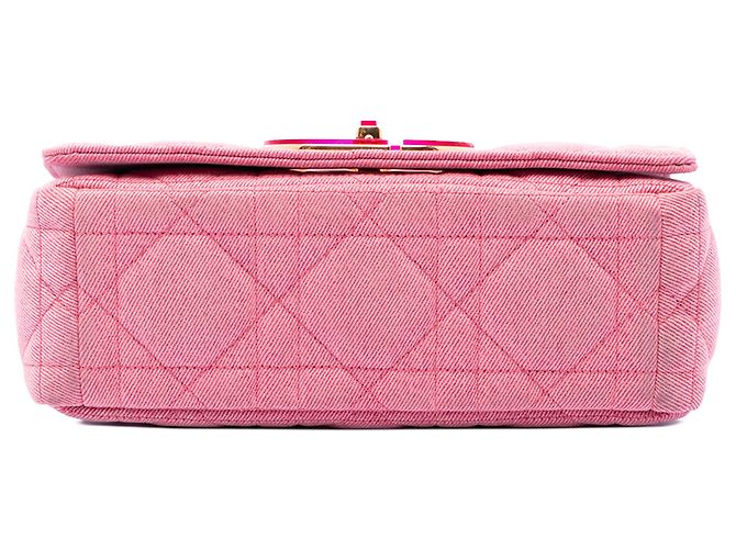 Dior Caro Tasche aus Denim in Pink, Größe Medium, Macrocannage - Ansicht 3