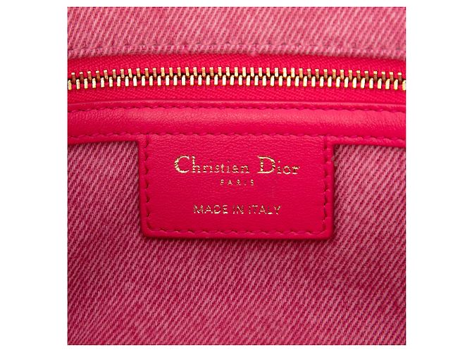 Dior Caro Tasche aus Denim in Pink, Größe Medium, Macrocannage - Ansicht 5