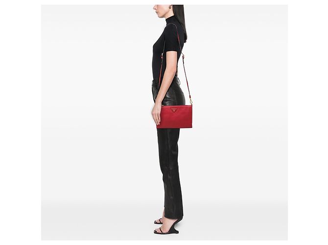 Borsa a tracolla Prada Red Vitello Daino Rosso - vista 6