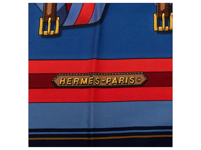 Hermès Seidentuch Blue Les Sangles 90 Blau - Ansicht 3