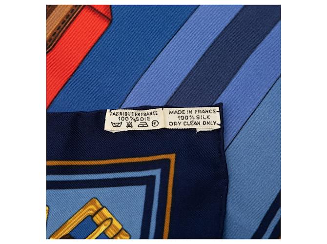 Hermès Seidentuch Blue Les Sangles 90 Blau - Ansicht 4