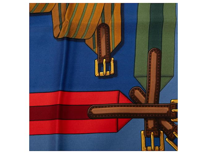 Hermès Seidentuch Blue Les Sangles 90 Blau - Ansicht 5