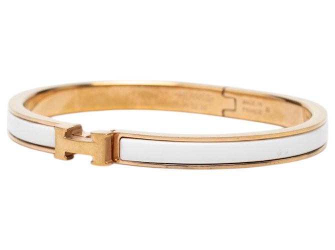 Bracciale Hermès White Extra Narrow Enamel Clic H PM - vista 2