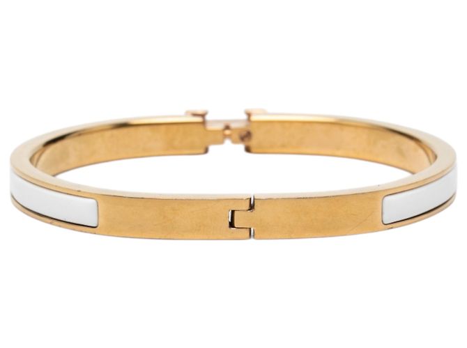 Bracciale Hermès White Extra Narrow Enamel Clic H PM - vista 3