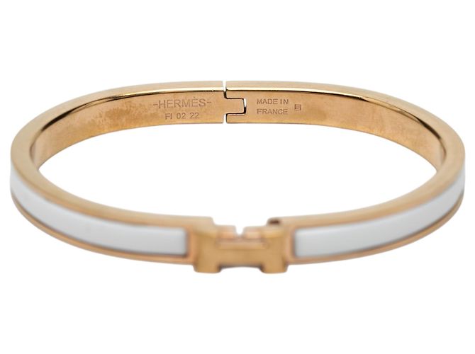 Bracciale Hermès White Extra Narrow Enamel Clic H PM - vista 4