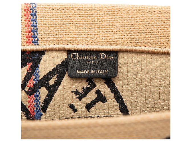 Dior Beige Medium Jute Embroidered Book Tote - vista 5