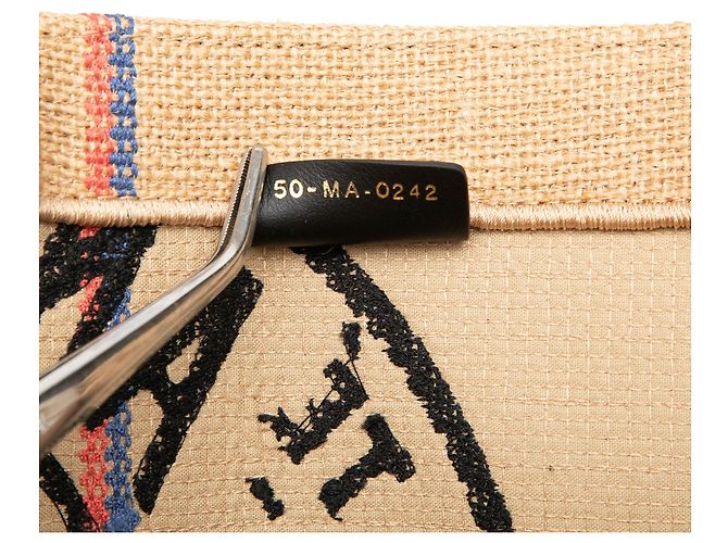 Dior Beige Medium Jute Embroidered Book Tote - vista 6