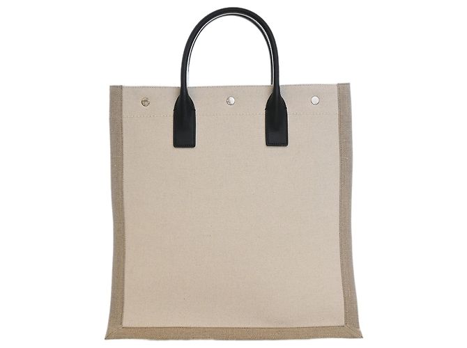 Tote Rive Gauche North South in fibre miste marrone Saint Laurent Beige - vista 4