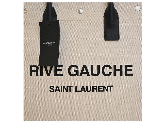 Tote Rive Gauche North South in fibre miste marrone Saint Laurent Beige - vista 9