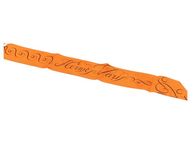 Hermès Orange Exercices pour Former la Main Silk Twilly Scarf Arancione - vista 2