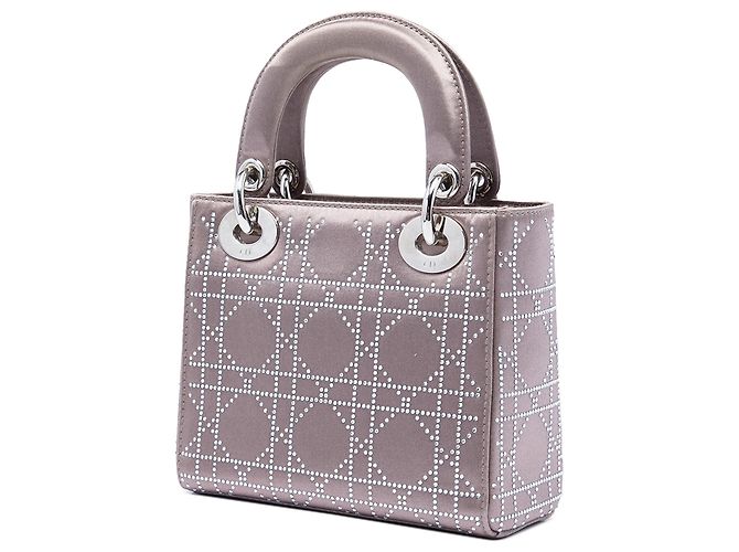 Lady Dior Dior Grigio Mini Satin Cannage con Cristalli Marrone - vista 2