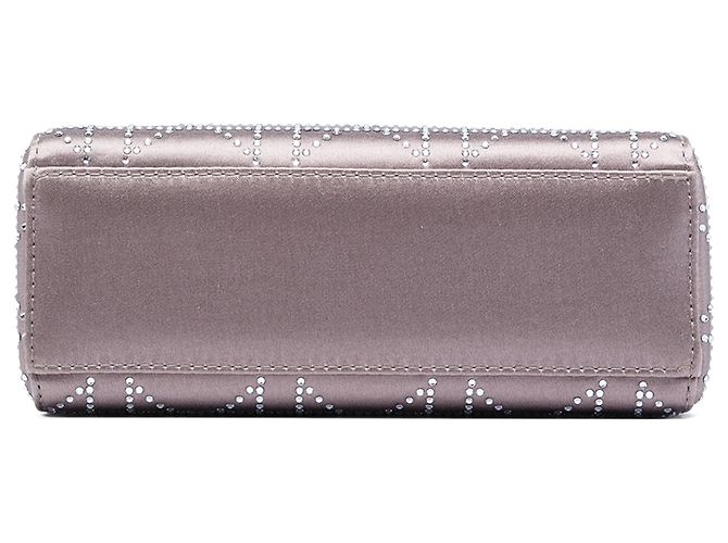 Lady Dior Dior Grigio Mini Satin Cannage con Cristalli Marrone - vista 3