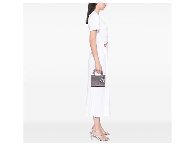 Lady Dior Dior Grigio Mini Satin Cannage con Cristalli Marrone - vista 5