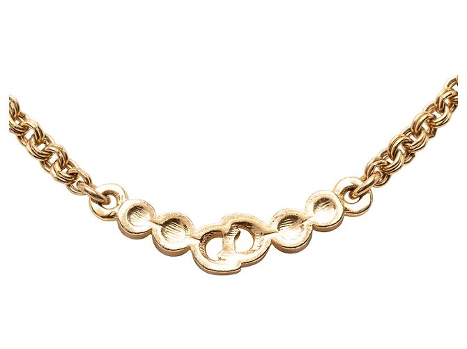 Collana con ciondolo Dior Gold Placcata Oro Strass Logo CD D'oro - vista 3